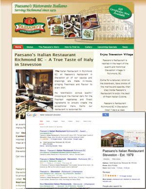 2iiS Marketiing SEO Services put Paesano's Italian Restaurant on the front page for multiple searches and have increased sales dramatically.